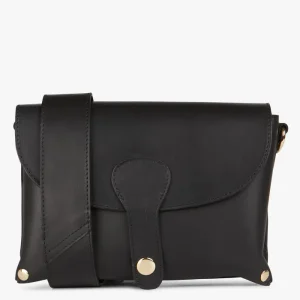 SAC BANDOULIERE EN CUIR NOIR JEANETT –  PIECES