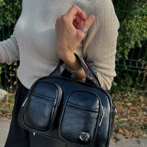 Mini sac Lorraine noir vernis – Vanessa WU