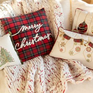 Coussin Merry Christmas Laine Rouge-Jline