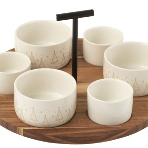 Service à tapas blanc et beige, thème Noël-JLINE