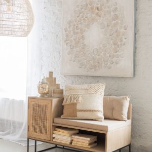 BANC D’ENTRÉE EN BOIS ET MÉTAL NOIR ET NATUREL – JOLIPA JLINE