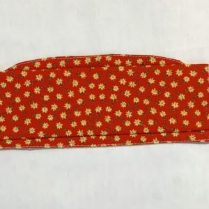 Masque Femme fleurs jaunes fond rouge réversible