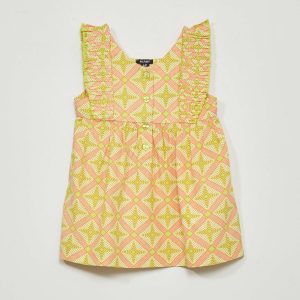 Robe avec imprimé Vert/orange