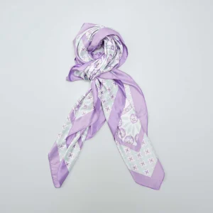Grand foulard imprimé en satin Violet