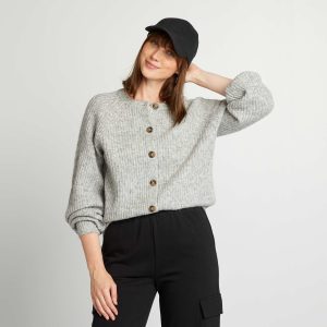 Gilet en maille grosse jauge GRIS