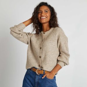 Gilet en maille grosse jauge BEIGE