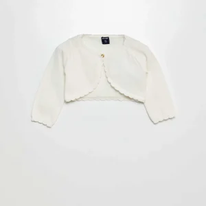 Gilet forme boléro bords à forme écailles BLANC