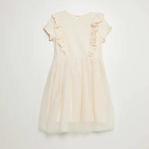Robe évasée avec tulle BLANC