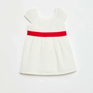 Robe de cérémonie avec ceinture en coton BLANC