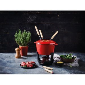 FONDUE : service a fondue rouge