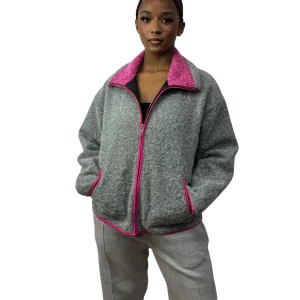 GILET POLAIRE TENDANCE GRIS-ROSE