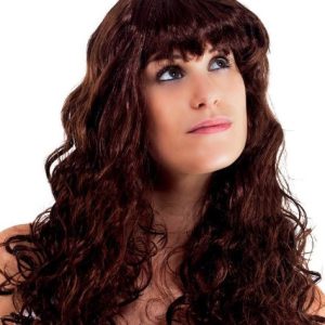 Perruque longue frisée avec frange