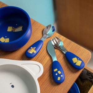 SET COUVERTS SILICONE PUCE & PILOU MOULIN ROTY