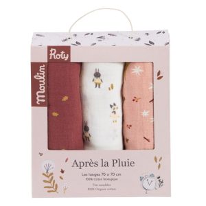 SET DE 3 LANGES IMPRIMES APRES LES PLUIE – MOULIN ROTY