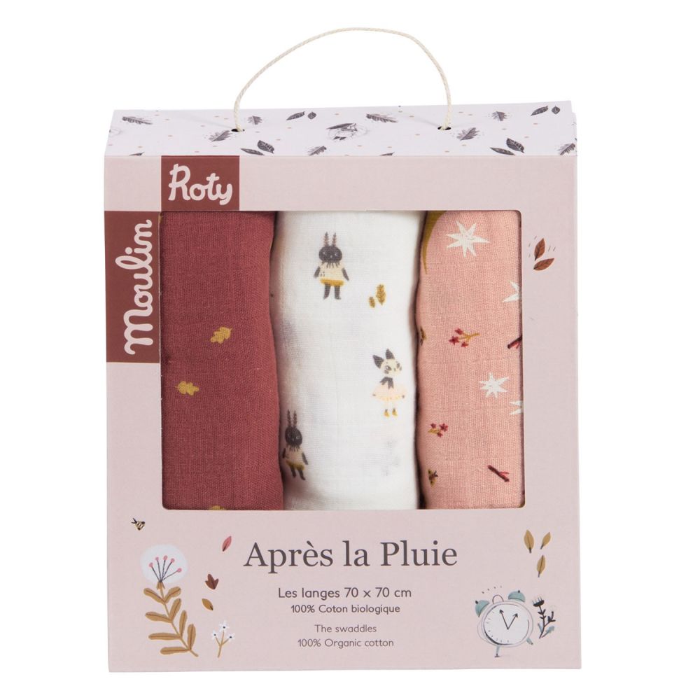 SET DE 3 LANGES IMPRIMES APRES LES PLUIE – MOULIN ROTY