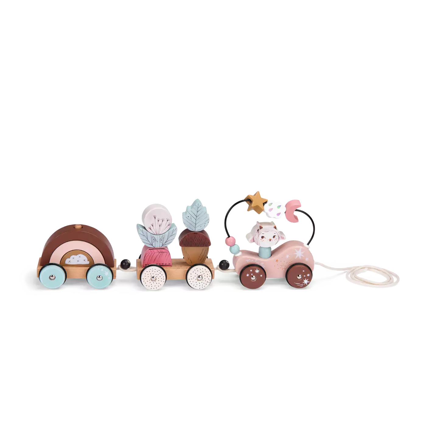 TRAIN D’ACTIVITÉS A TIRER EN BOIS APRES LA PLUIE-MOULIN ROTY – Image 7