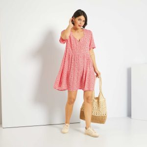 Robe courte fleurie Rouge