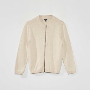 Gilet zippé en maille Beige
