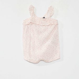 Barboteuse fluide avec fines bretelles Blanc