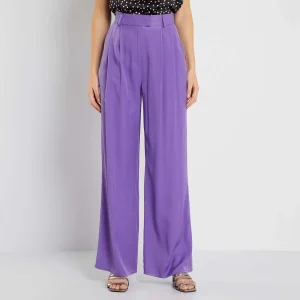 Pantalon large en satin uni Violet