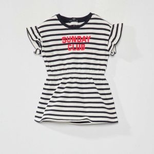 Robe en jersey à rayures Bleu/blanc