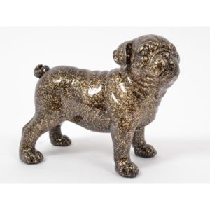 bulldog : chien debout cuivre / noir