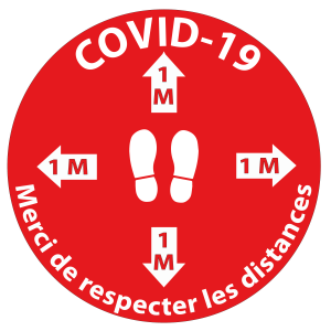 Sticker de sol 50 cm – distance de sécurité R1 rouge