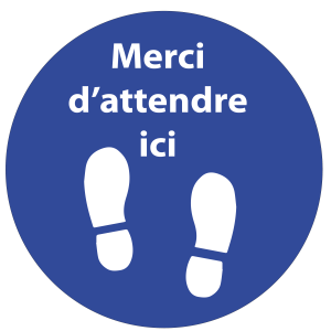 Sticker de sol 50 cm – distance de sécurité R2 bleu