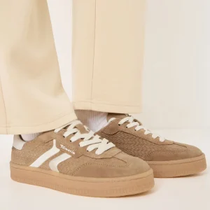 BASKETS EN CUIR TAUPE-23723-TAMARIS