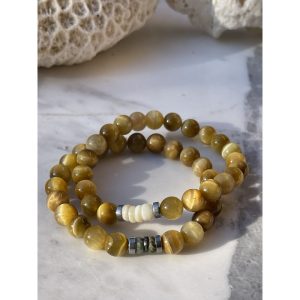 BRACELET ROMÉO OEIL DE TIGRE  JAUNE LA BALINAISE